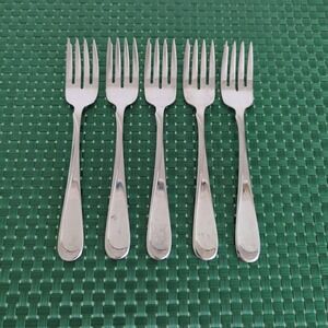 Oneida FLIGHT RELIANCE Salad Forks Set Lot of 5 Stainless USA Glossy Vintage